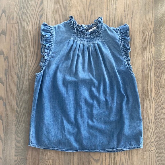 Frame Denim Tops - EUC Frame Joanie Ruffle Denim Top Size Medium